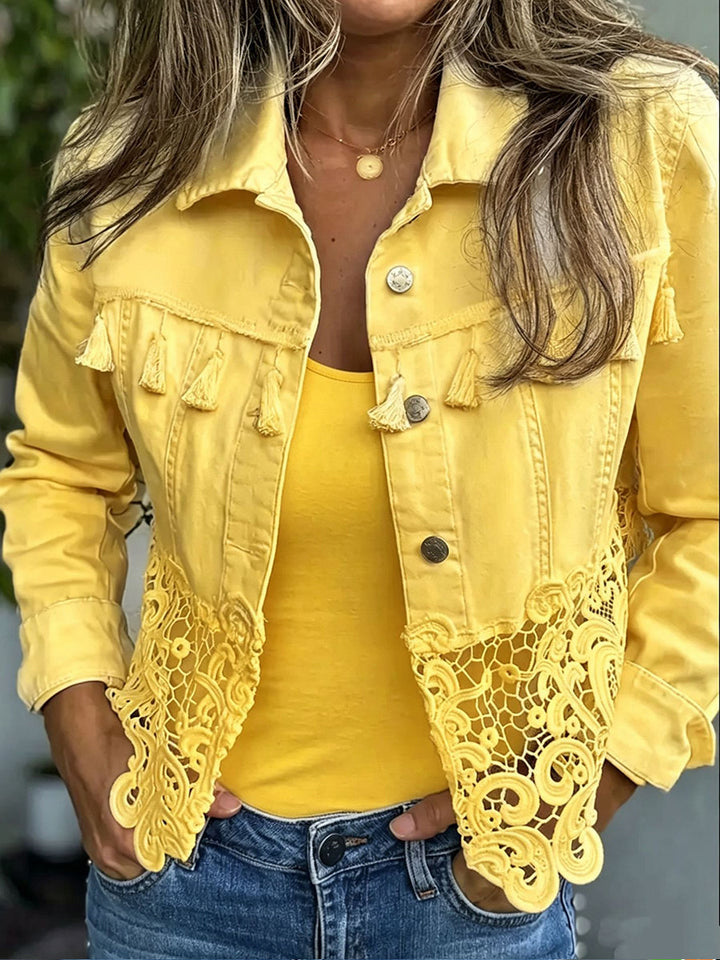 Viviane | Lace-Trimmed Fringed Jacket