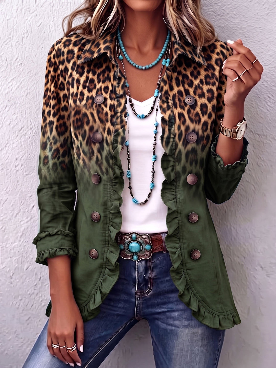 Dominique | Ombre Leopard Print Blazer