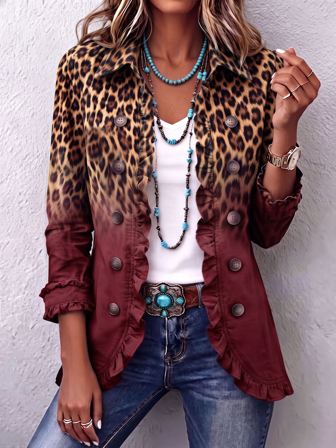Dominique | Ombre Leopard Print Blazer