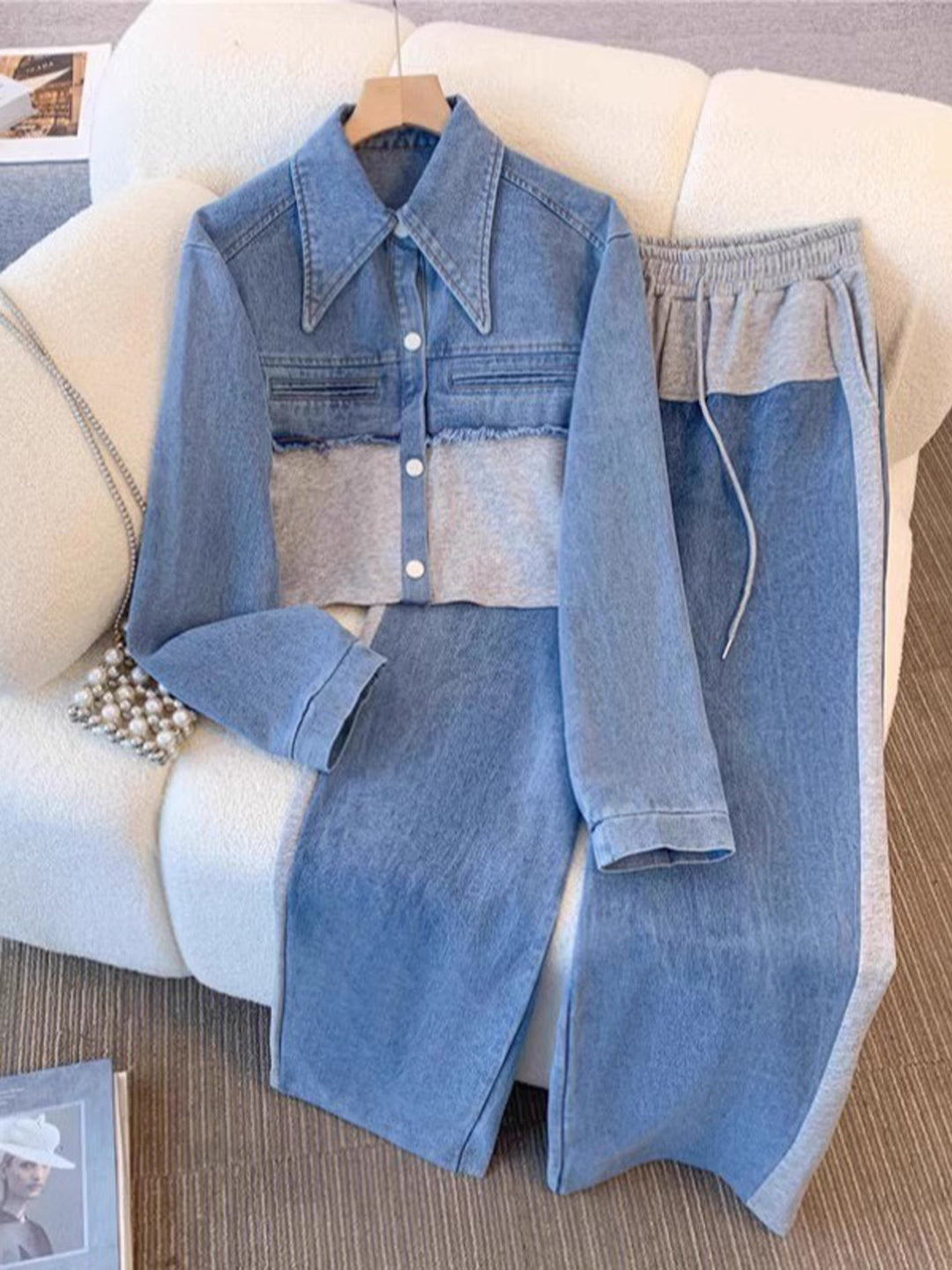 Danielle | Cropped Jacket with Wide-Leg Trousers Ensemble
