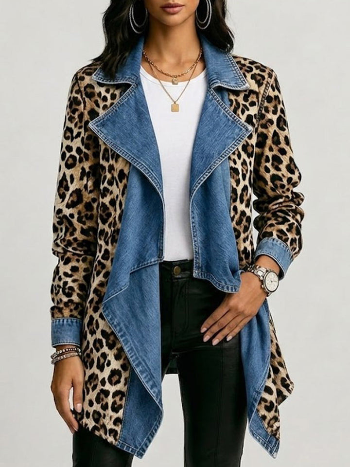 Cécile | Leopard Print & Distressed Denim Jacket