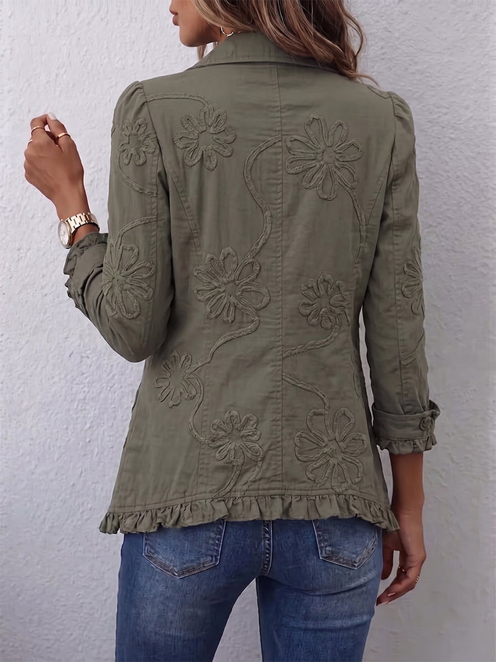 Lisette | Bohemian Embroidered Ruffled Utility Jacket