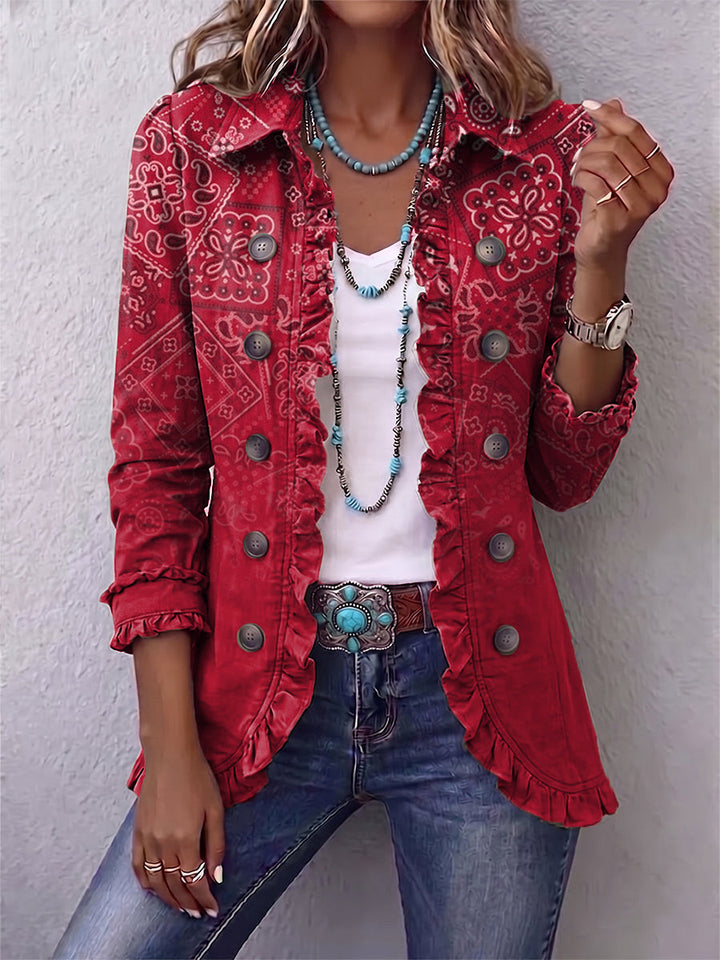 Paulette | Ombre Paisley Print Pleated Bohemian Jacket