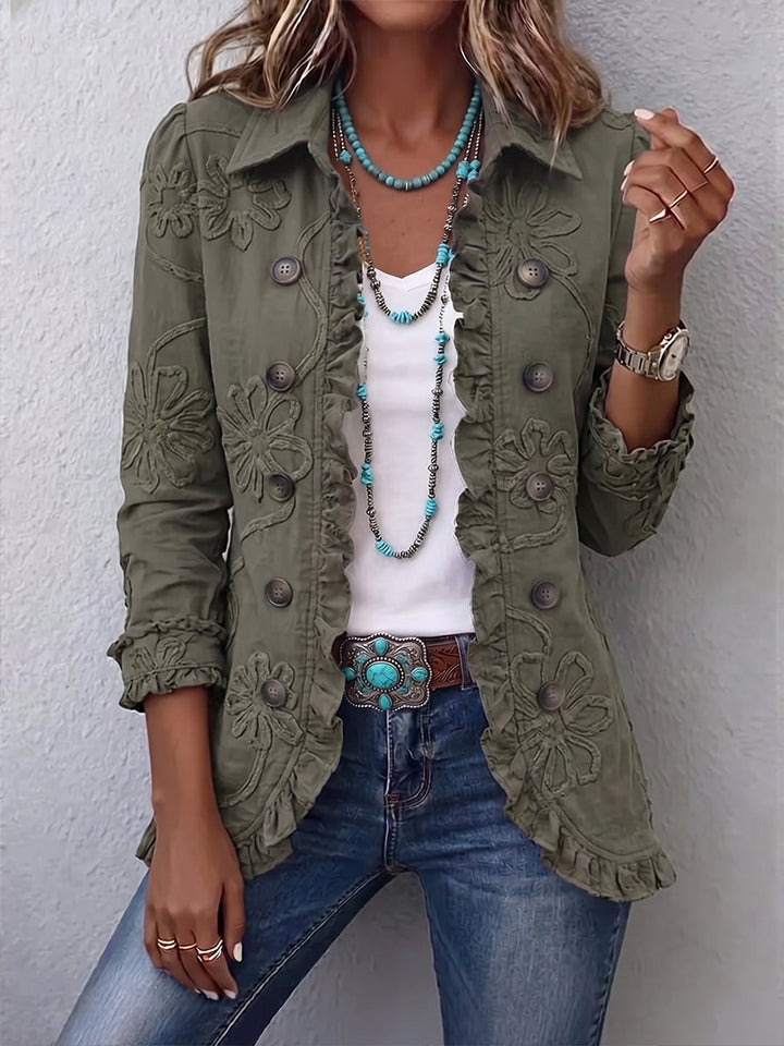 Lisette | Bohemian Embroidered Ruffled Utility Jacket