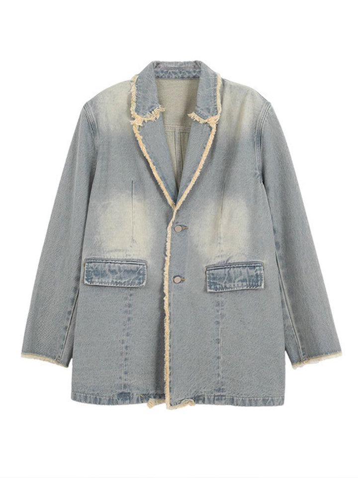 Hélène | Retro-Inspired Oversized Jacket with Frayed Edges