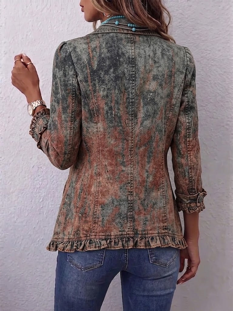 Jeannette | Retro Jacket Featuring Textured Gradient Design