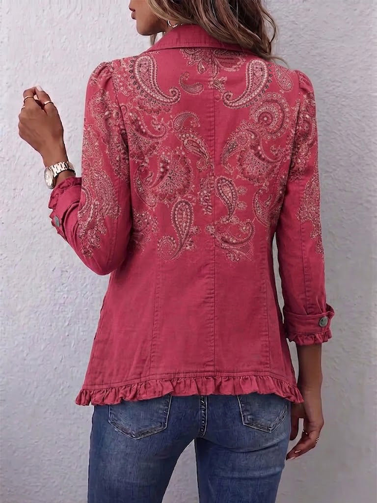 Henriette | Retro Paisley Print Pleated Jacket