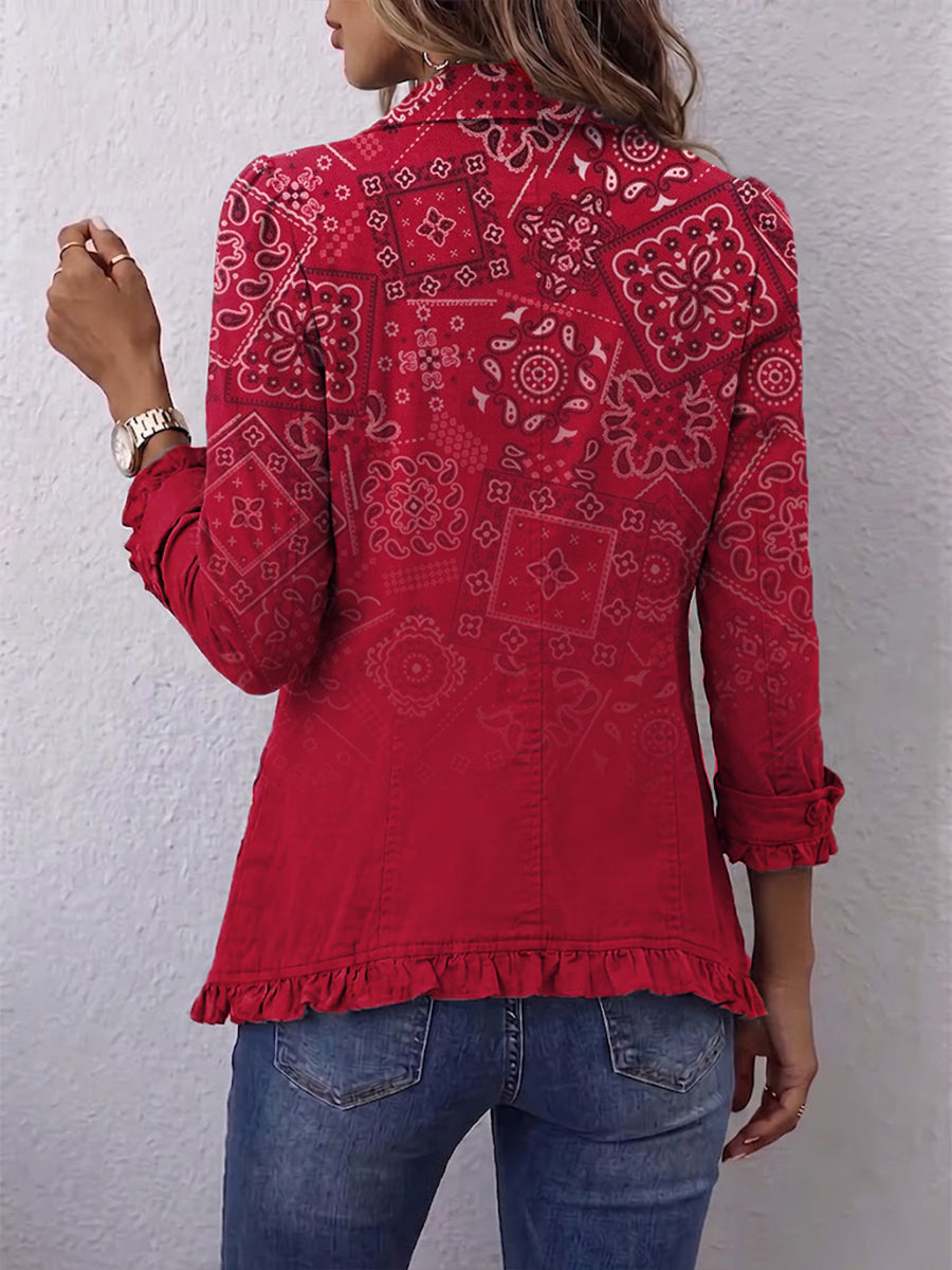Paulette | Ombre Paisley Print Pleated Bohemian Jacket