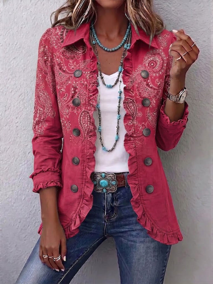 Henriette | Retro Paisley Print Pleated Jacket
