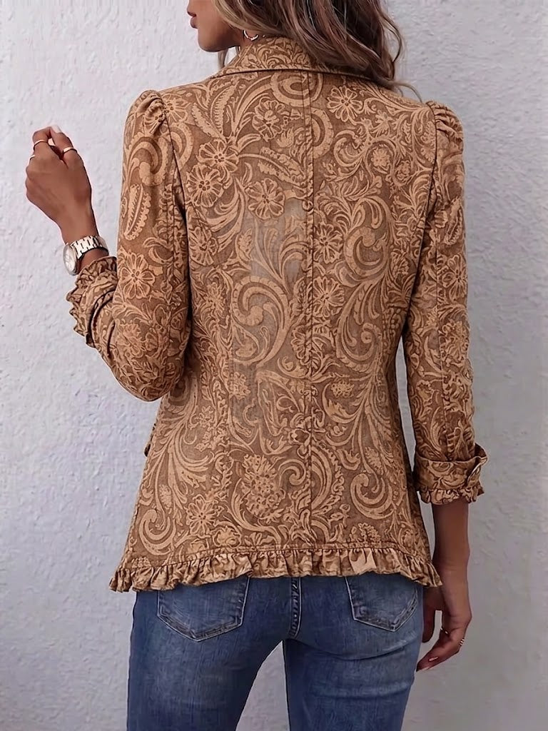 Suzanne | Vintage Bohemian Jacket with Pleated Floral Print