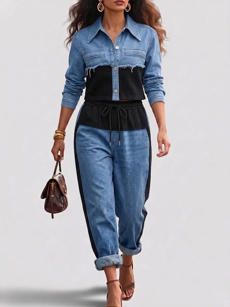 Danielle | Cropped Jacket with Wide-Leg Trousers Ensemble