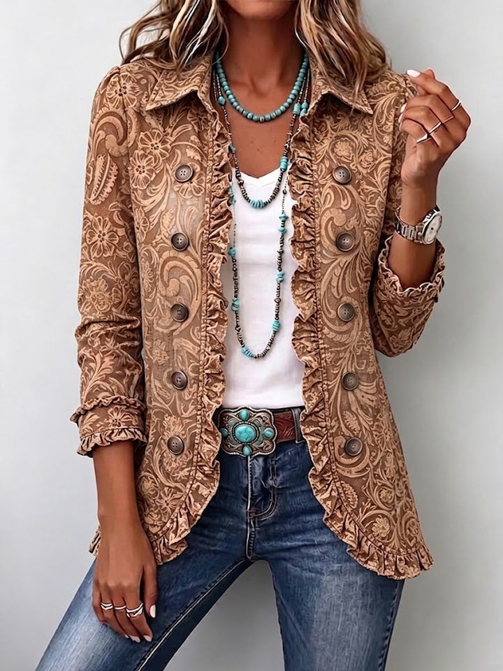 Suzanne | Vintage Bohemian Jacket with Pleated Floral Print