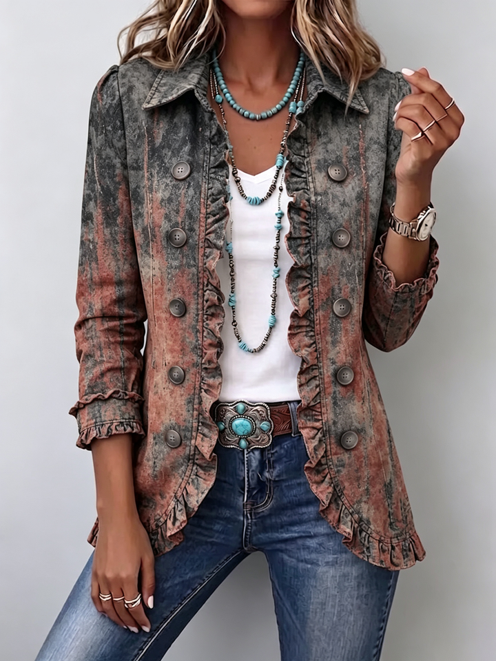 Jeannette | Retro Jacket Featuring Textured Gradient Design