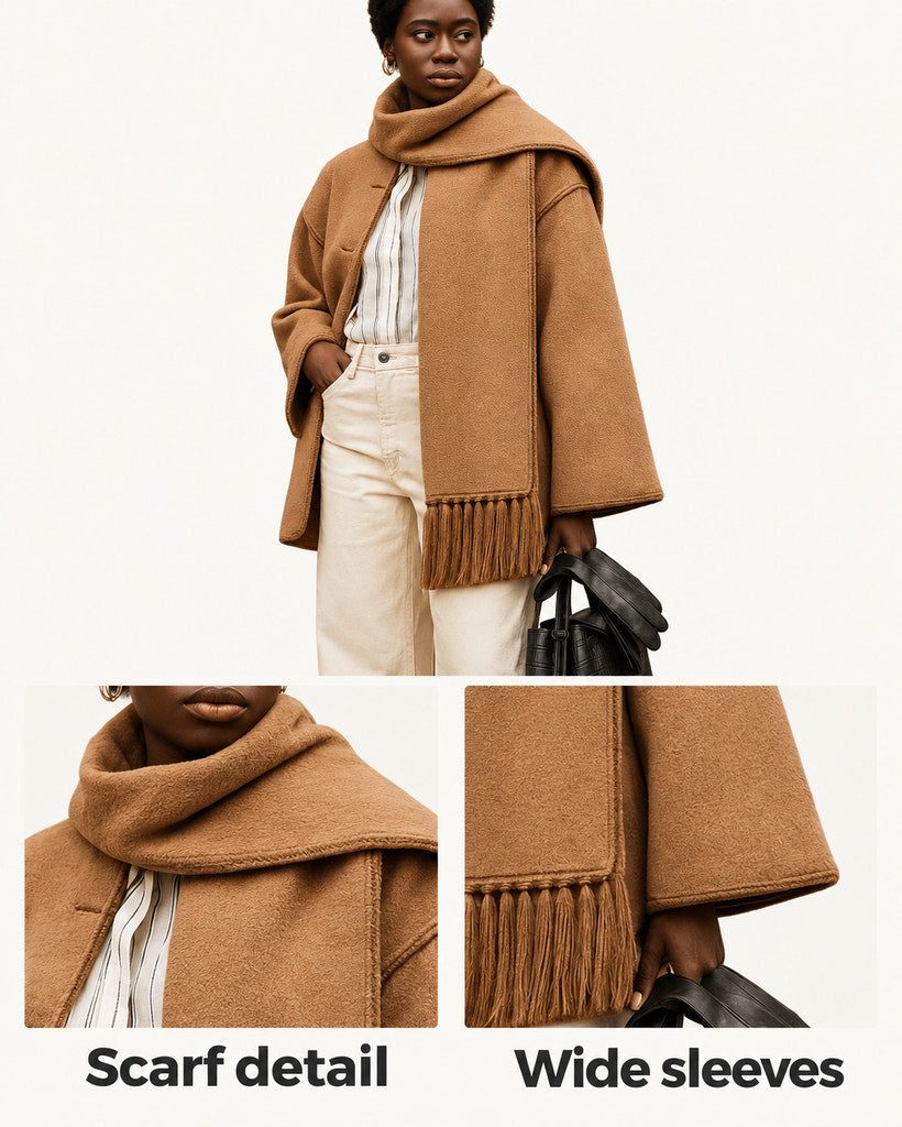 Pauline | Camel Scarf Coat