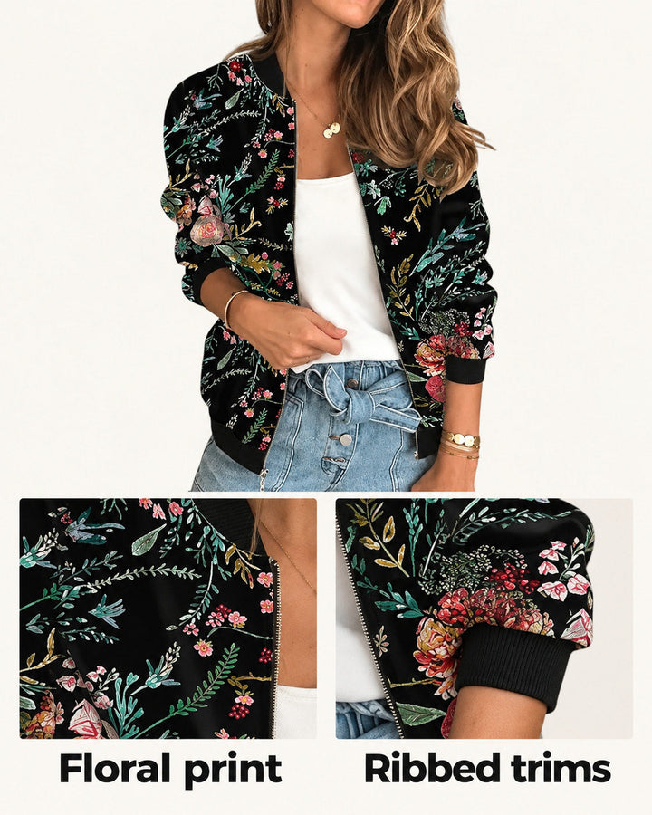 Rhona | Floral Print Zip Jacket