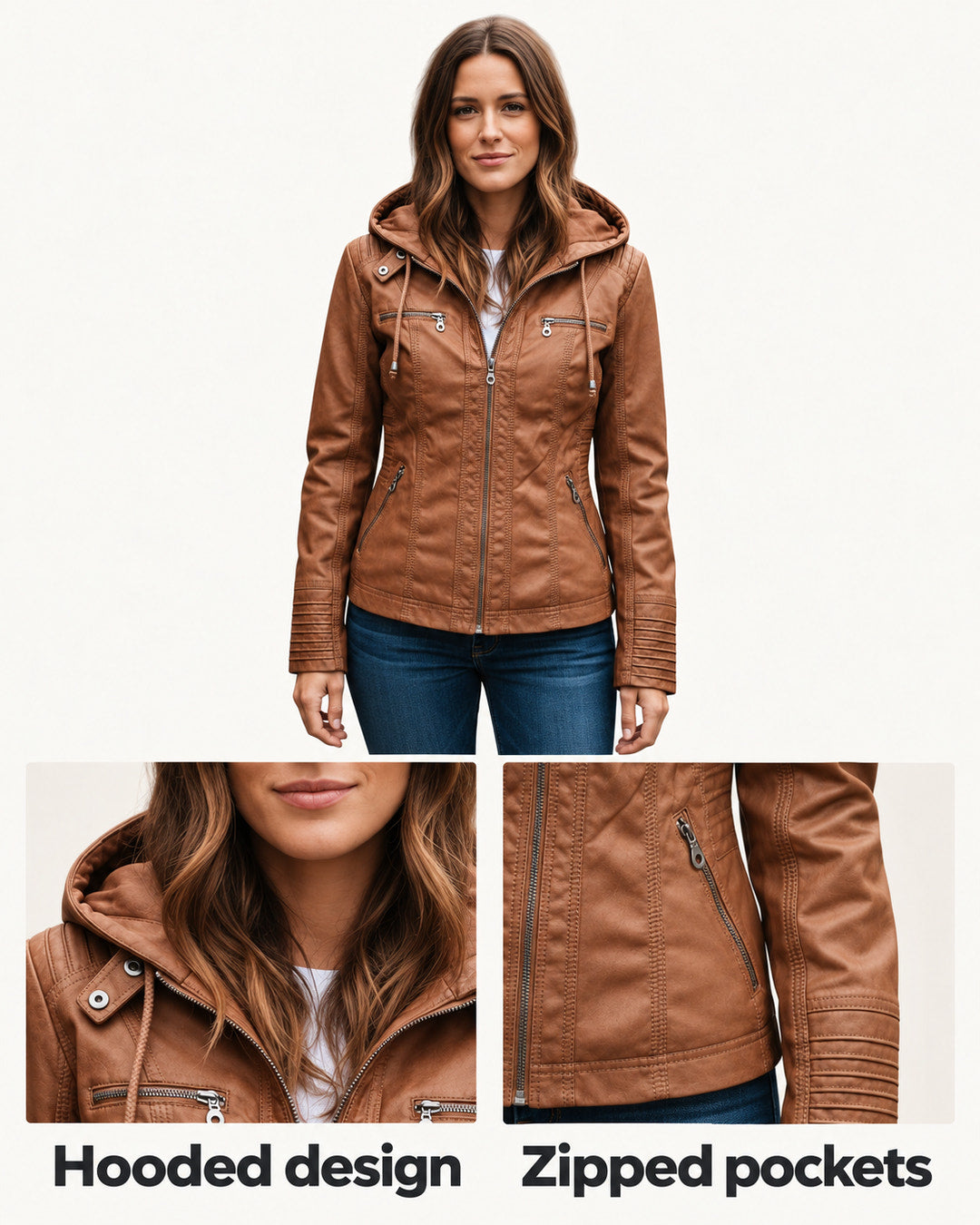 Roberta | Brown Hooded Jacket
