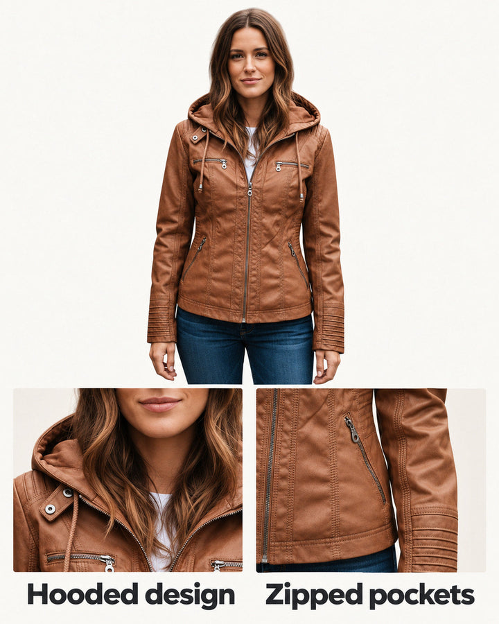 Roberta | Brown Hooded Jacket