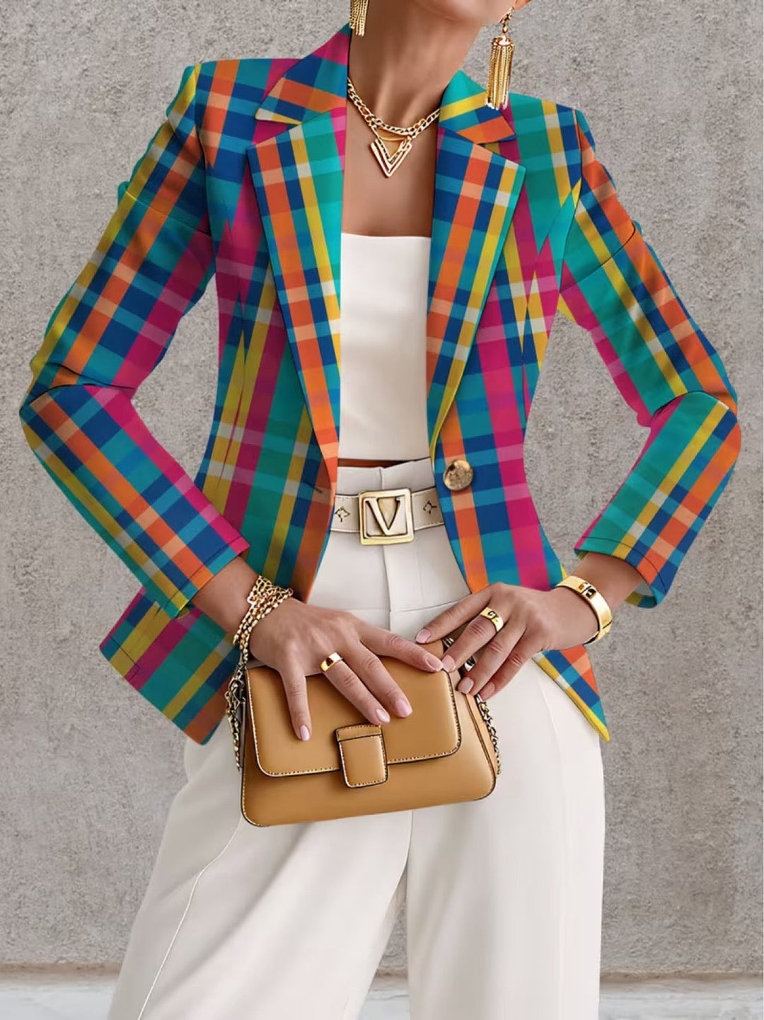 Rosaline Rainbow Plaid Blazer