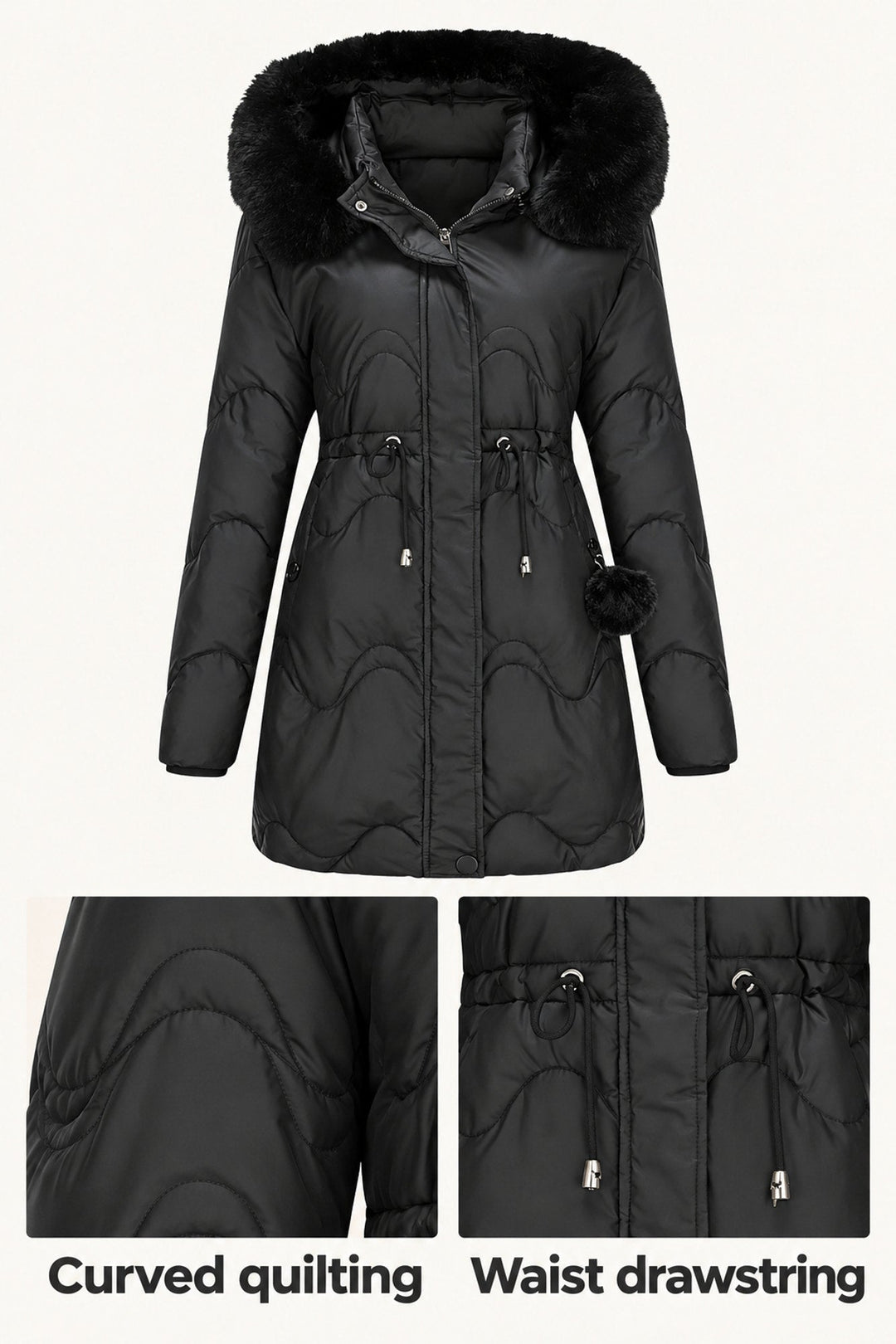 Sara | Black Quilted Drawstring Jacket