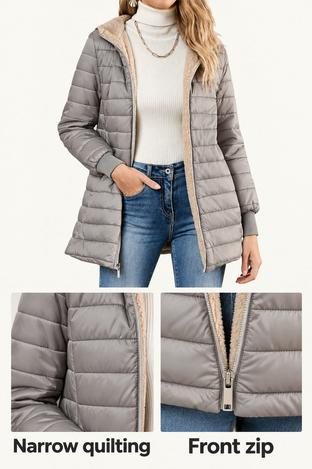 Selena | Grey Lightweight Quilted Jacket