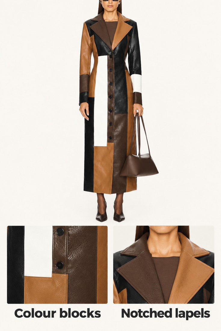 Susie | Colour-Block Patchwork Trench Coat