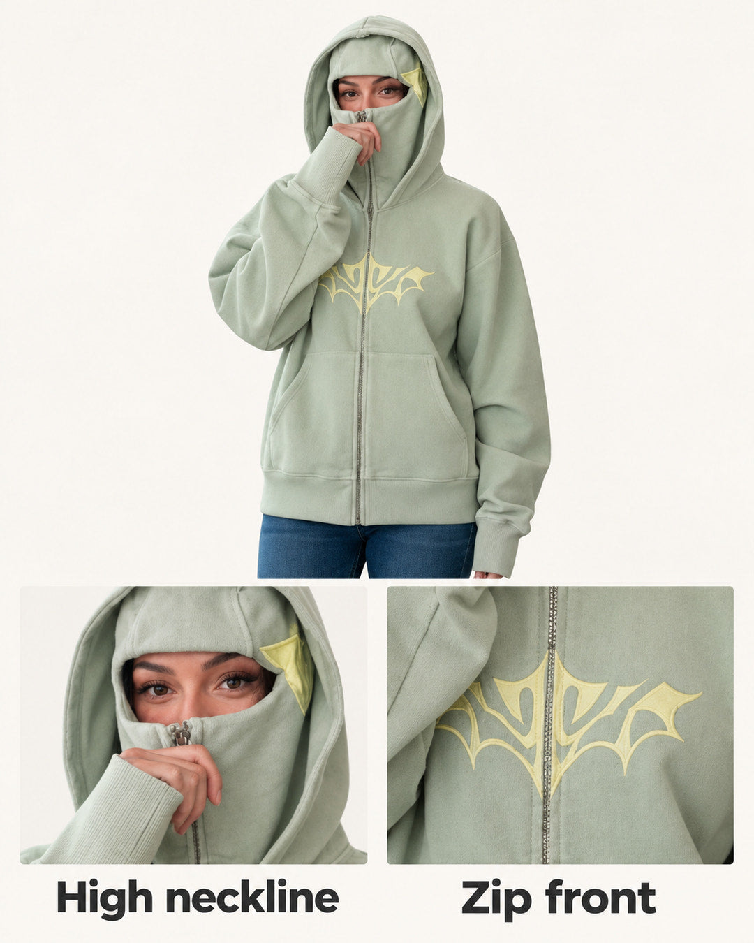 Vera | High-Neck Zip Hoodie
