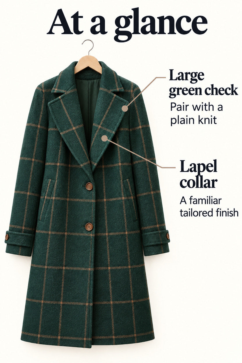 Yasmin | Green Checked Long Coat