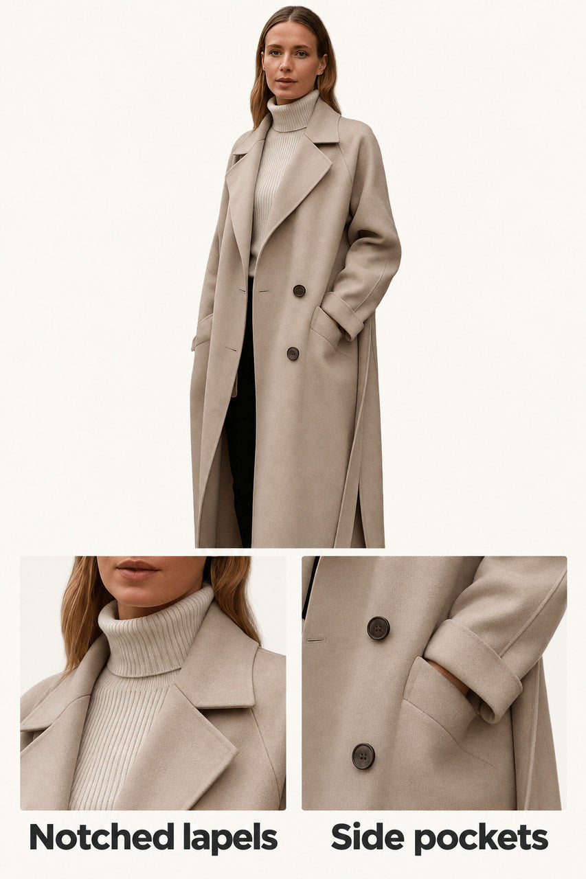 Zoe | Taupe Relaxed Long Coat